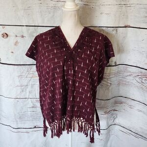 Nili Lotan Embroidered Fringe Boho‎ Top Size XS